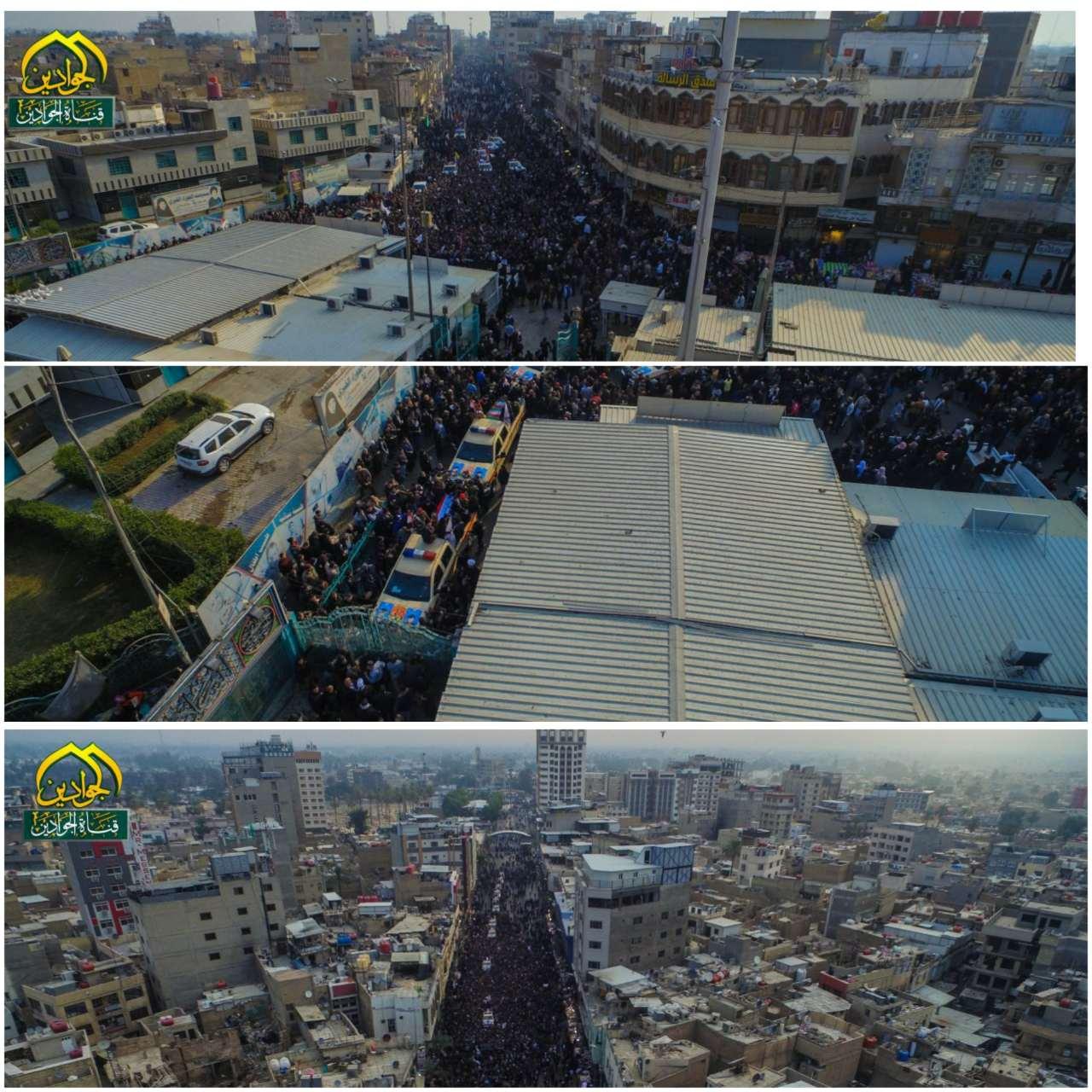 تصاویر لحظه ورود شهدا به حرم مطهر امامین کاظمین