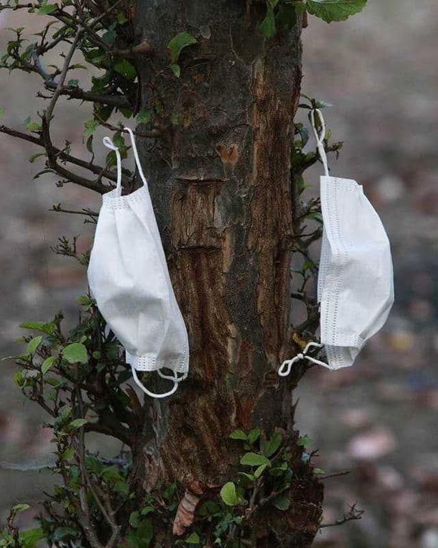 پست هلالی درباره آلودگی ماسک ها برای طبیعت