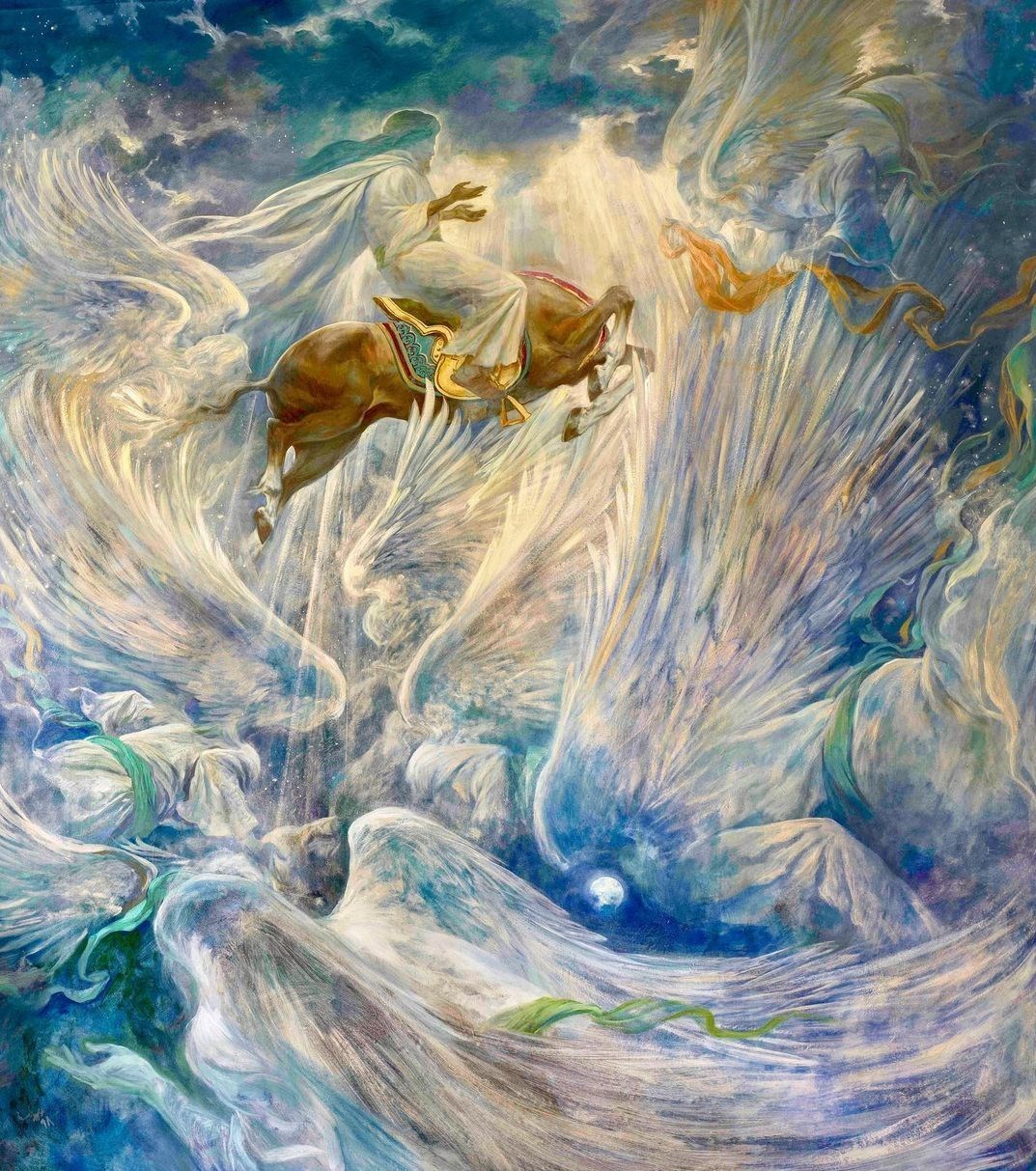 نقاشی جدید حسن روح الأمین در ستایش پیامبر اکرم(ص) + عکس